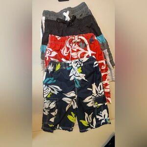 Kids Floral Print Shorts Set - Blue, Red, Gray